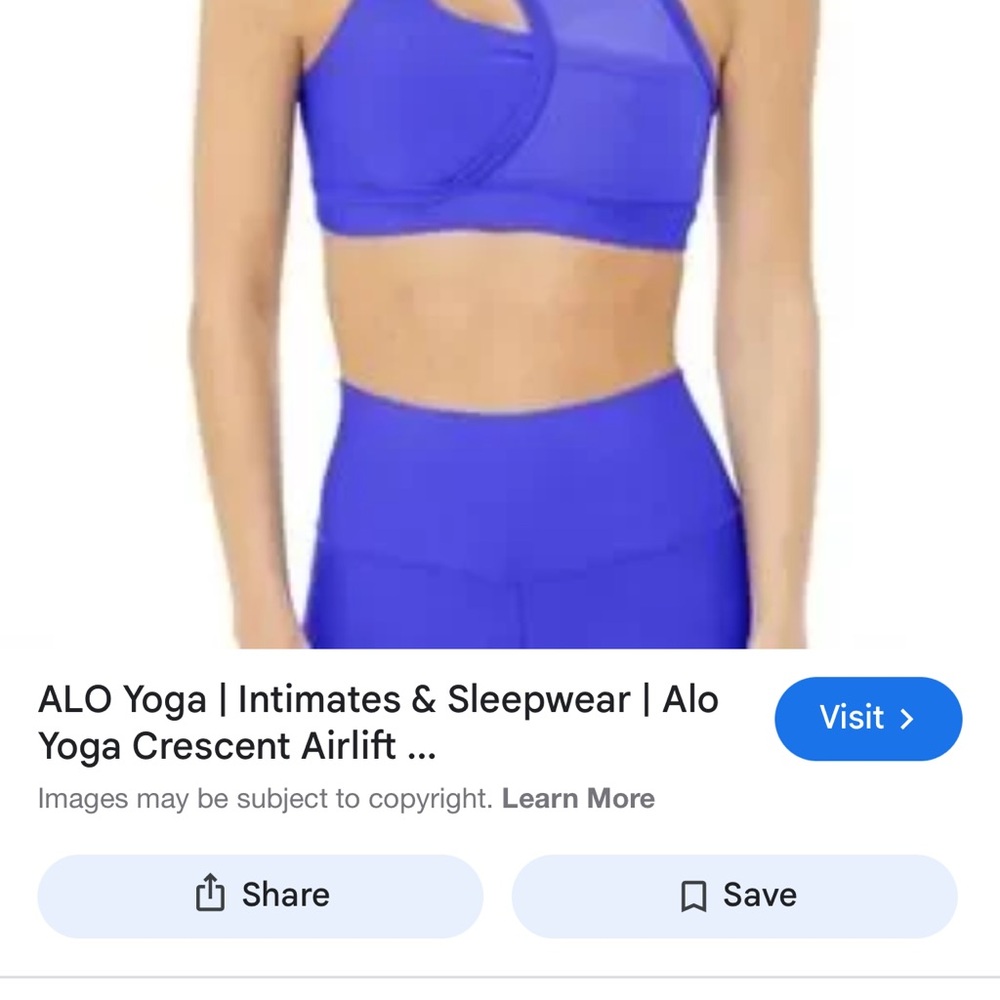 ALO Yoga Women's Vibrant Blue Sports Bra